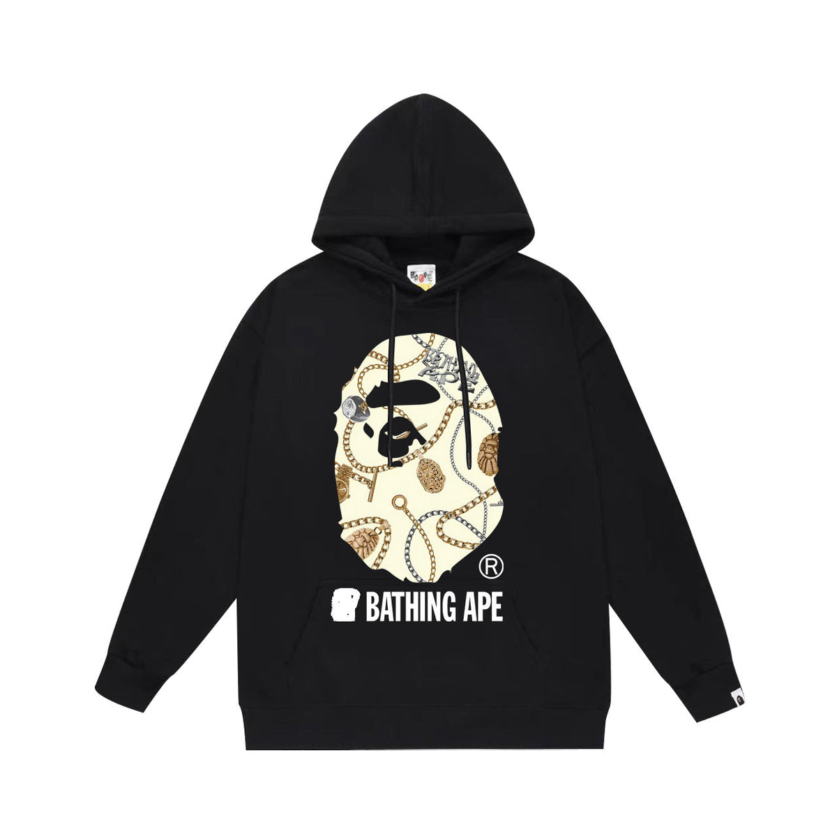 Bathing Shark and ape head print Hoodie Autumn / Winter Letter Print Loose Hoodie Pullover Ape Sweater NextBlock