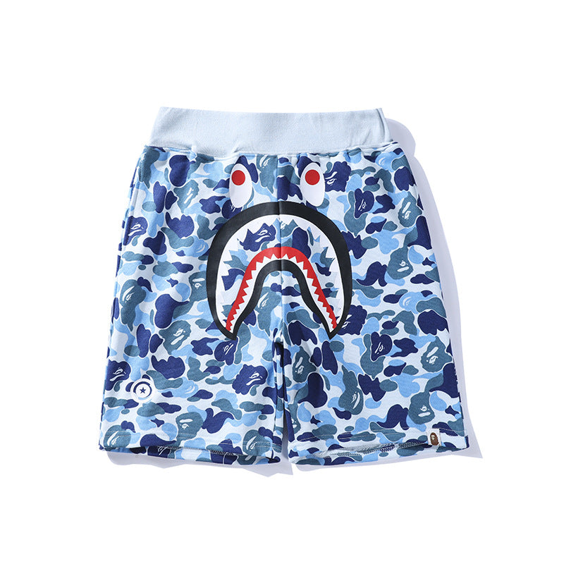 Bathing Shark and ape head print Shorts Camo Alphabet Shark WGM print beach pants NextBlock