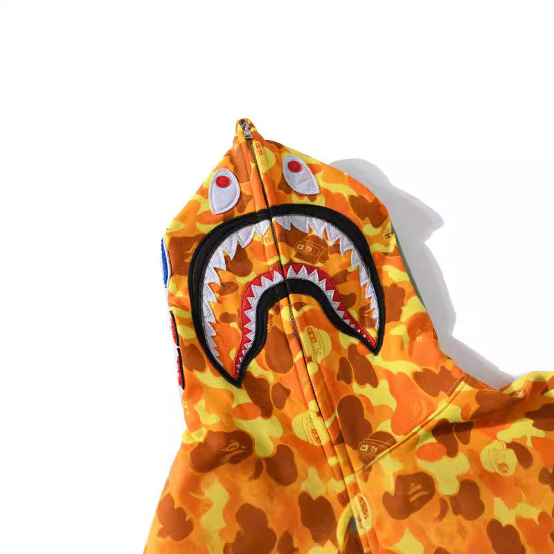 Bathing Shark and ape head print Hoodie PlayerUnknown's Battlegrounds Orange Camo Jacket NextBlock