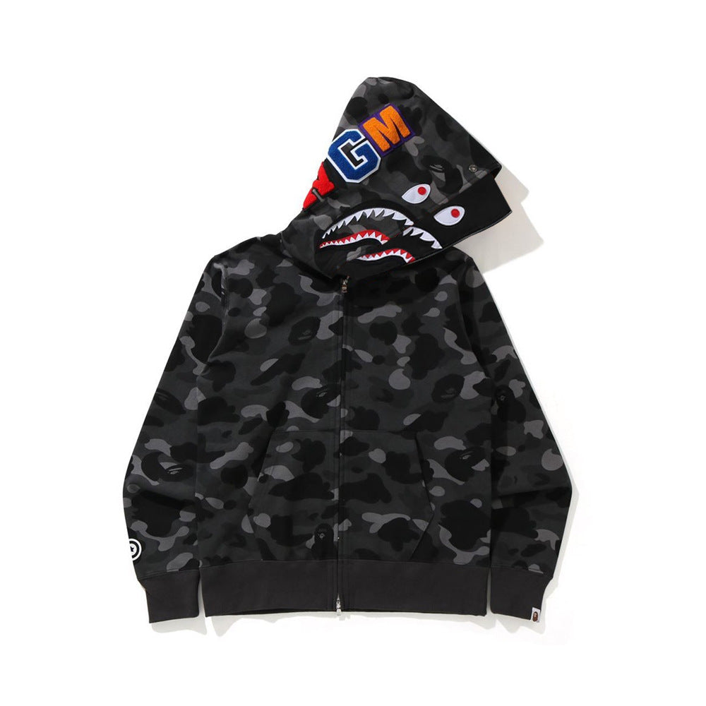 Bathing Shark and ape head print Hoodie Shark Head Double Hat Sweater NextBlock