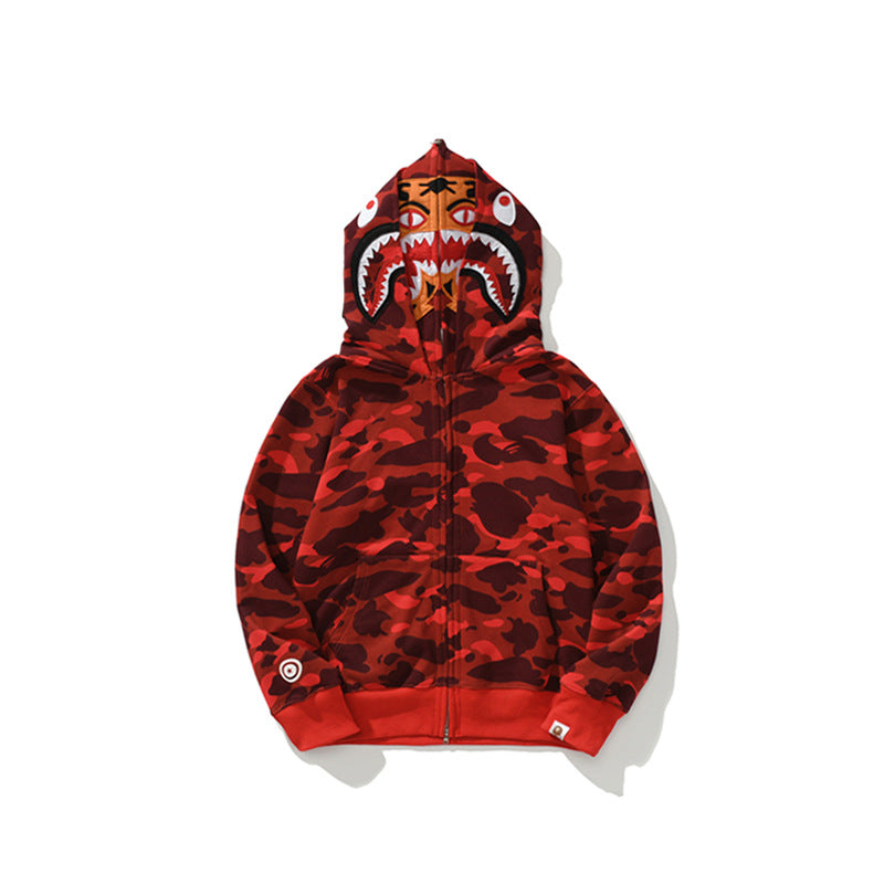 Ape Hoodie Double Hat Tiger Head Sweater Men's Cardigan NextBlock