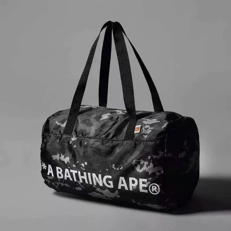 Bathing Shark and ape head print Bag Checkered camouflage shoulder bag , swimming / gym bag , tote travel bag NextBlock