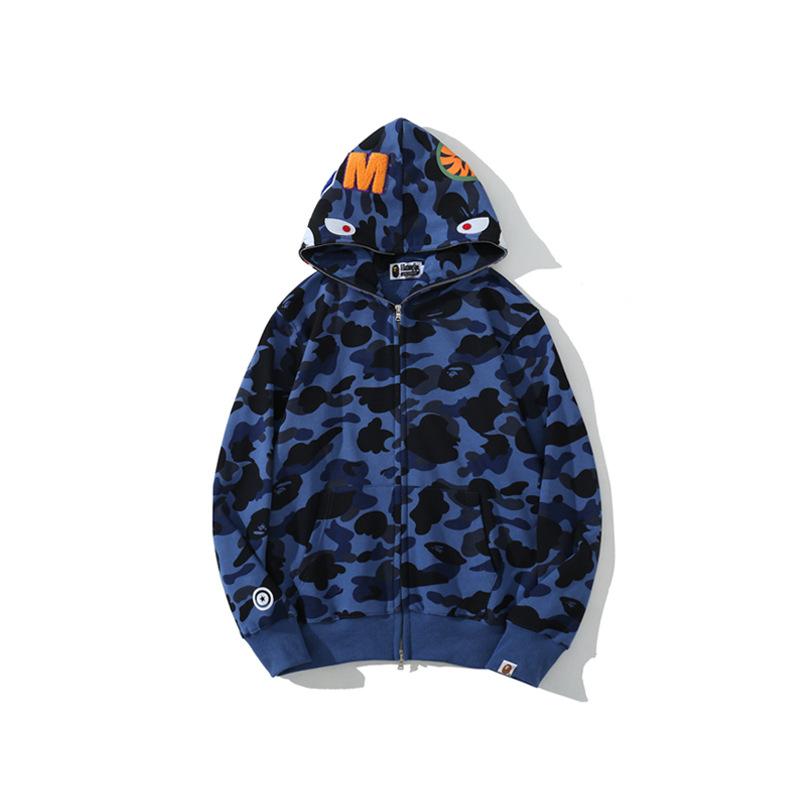 Bathing Shark and ape head print Hoodie Autumn and Winter Shark Head Terry Sweater Men's and Women's Casual Camouflage T NextBlock