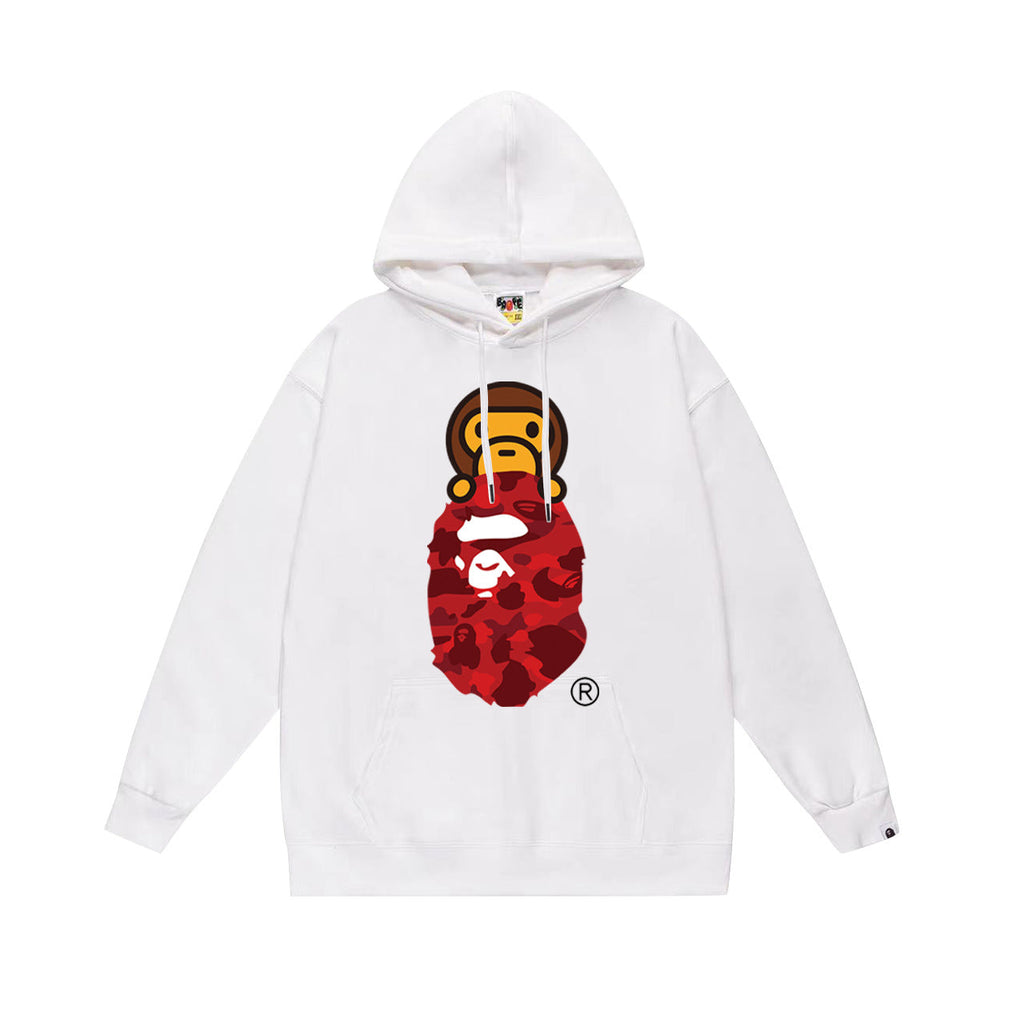 Bathing Shark and ape head print Hoodie Autumn / Winter Letter Print Loose Hoodie Pullover Ape Sweater NextBlock