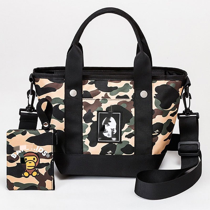 Bathing Shark and ape head print Bag Ape Camo Tote Bag Wallet Two-piece Set NextBlock