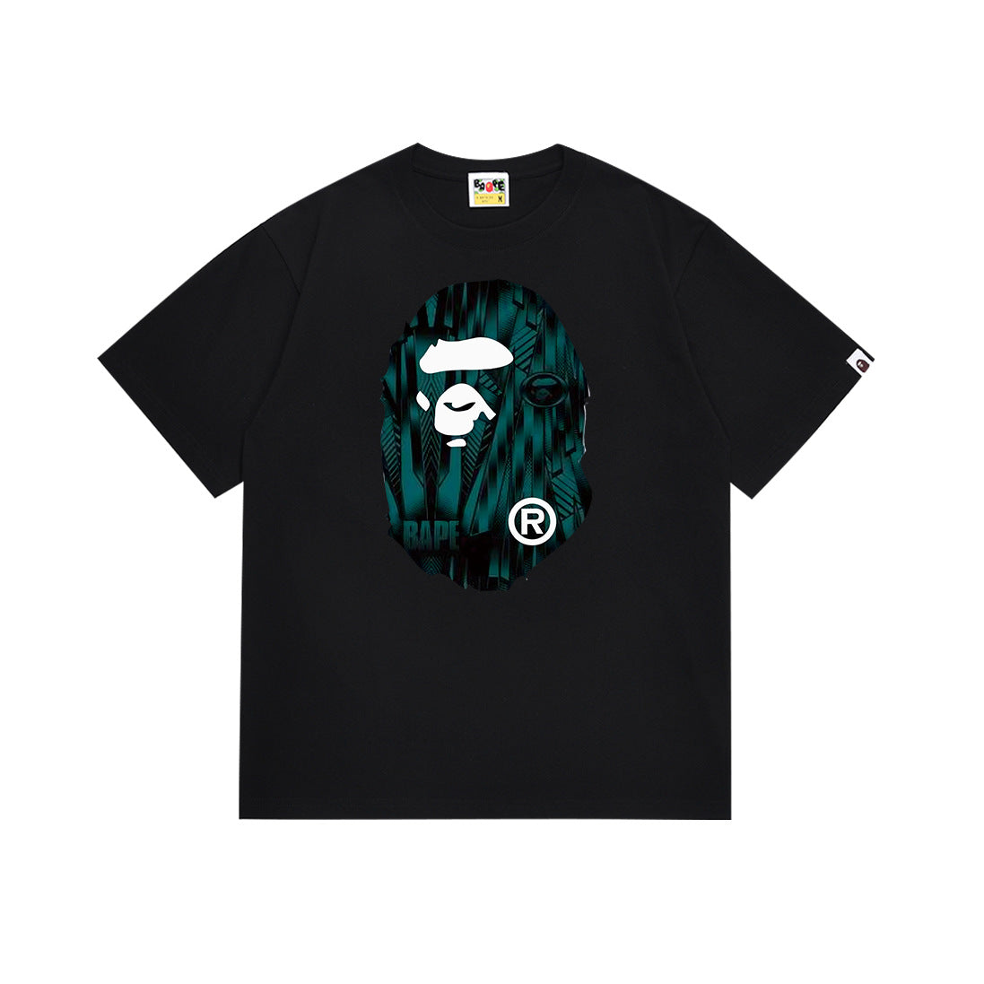 BAPE Bathing Shark and ape head print T Shirt NextBlock