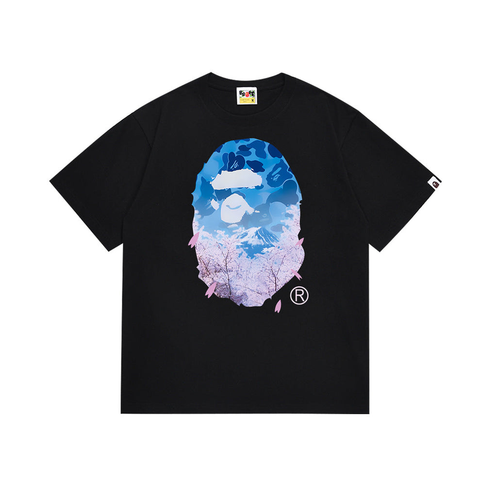 BAPE Bathing Shark and ape head print T Shirt NextBlock
