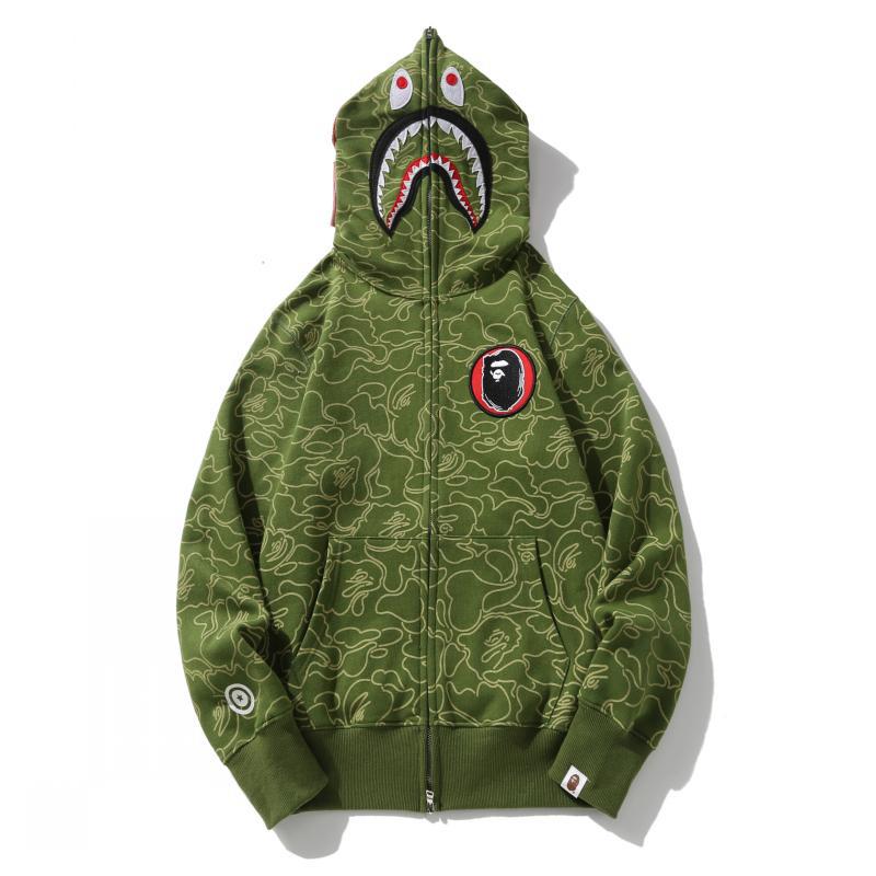 Bathing Shark and ape head print Hoodie Camouflage Shark Head Zipper NextBlock