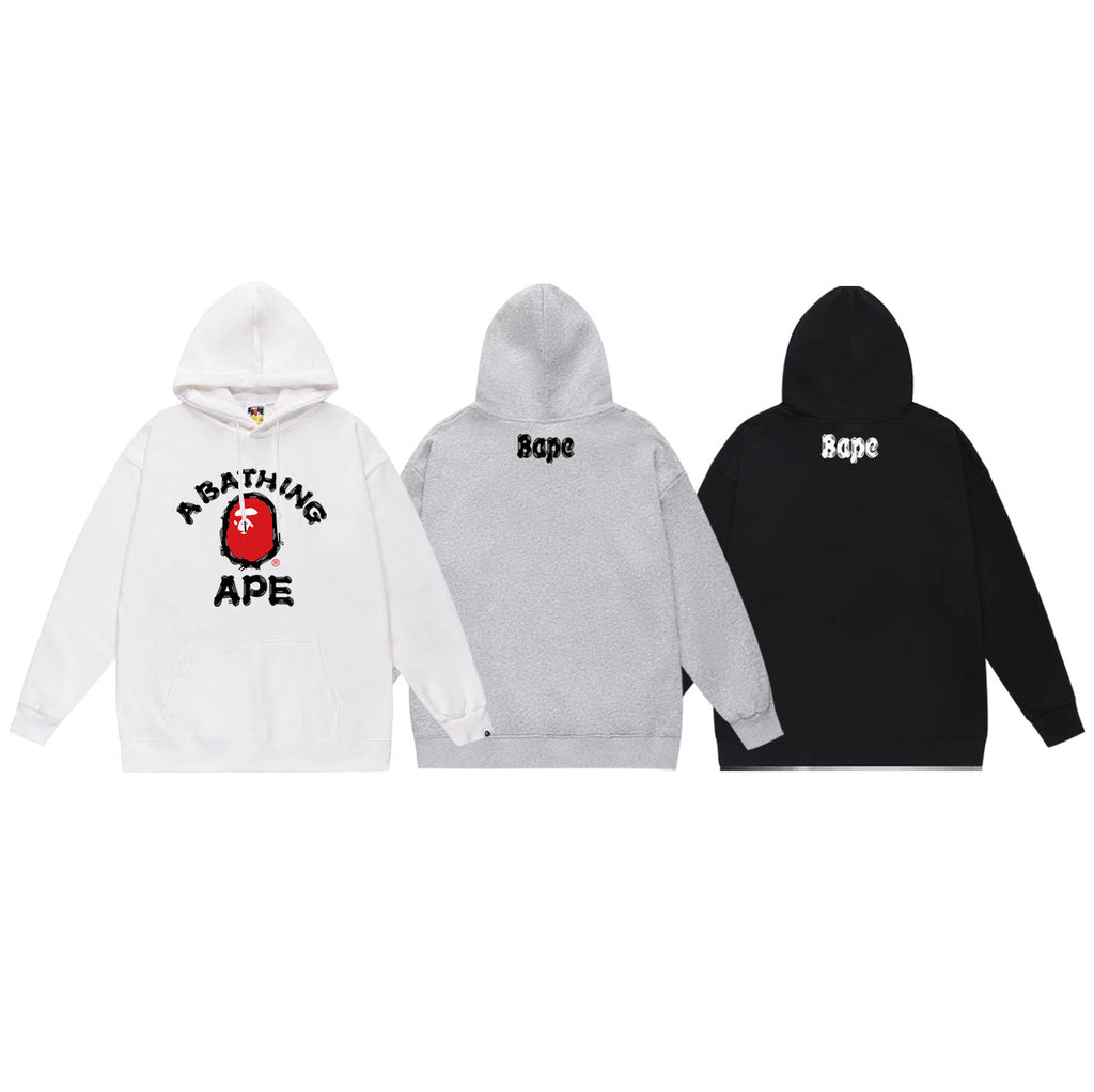 Bathing Shark and ape head print Hoodie Autumn / Winter Letter Print Loose Hoodie Pullover Ape Sweater NextBlock