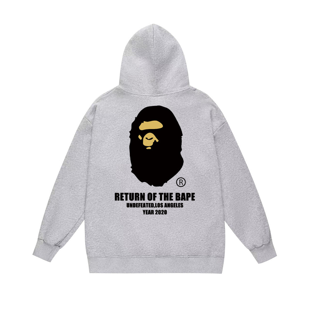 Bathing Shark and ape head print Hoodie Autumn / Winter Letter Print Loose Hoodie Pullover Ape Sweater NextBlock