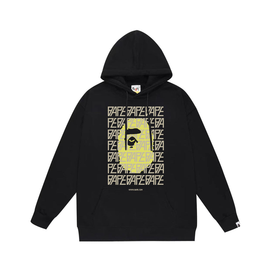 Bathing Shark and ape head print Hoodie Autumn / Winter Letter Print Loose Hoodie Pullover Ape Sweater NextBlock