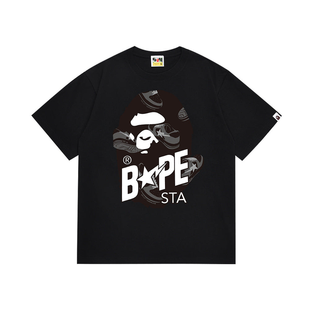 BAPE Bathing Shark and ape head print T Shirt NextBlock