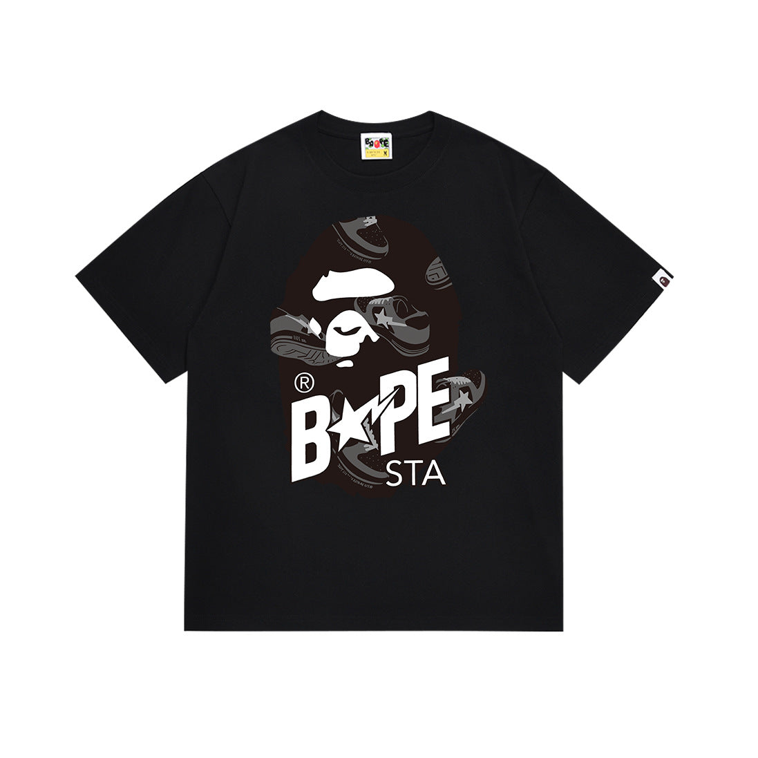 BAPE Bathing Shark and ape head print T Shirt NextBlock
