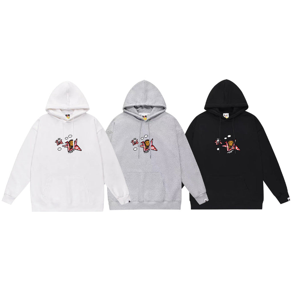 Bathing Shark and ape head print Hoodie Autumn / Winter Letter Print Loose Hoodie Pullover Ape Sweater NextBlock