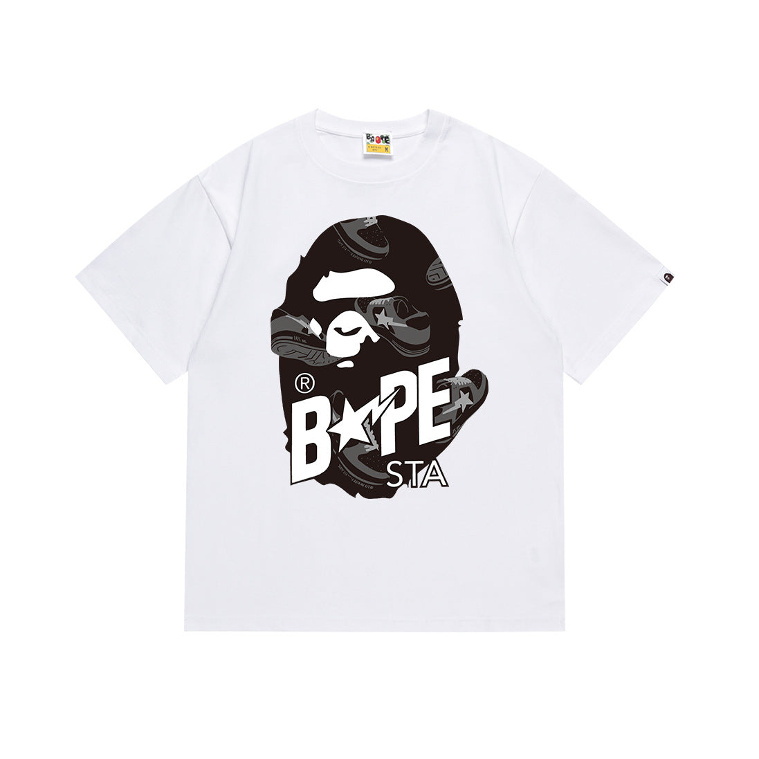 BAPE Bathing Shark and ape head print T Shirt NextBlock