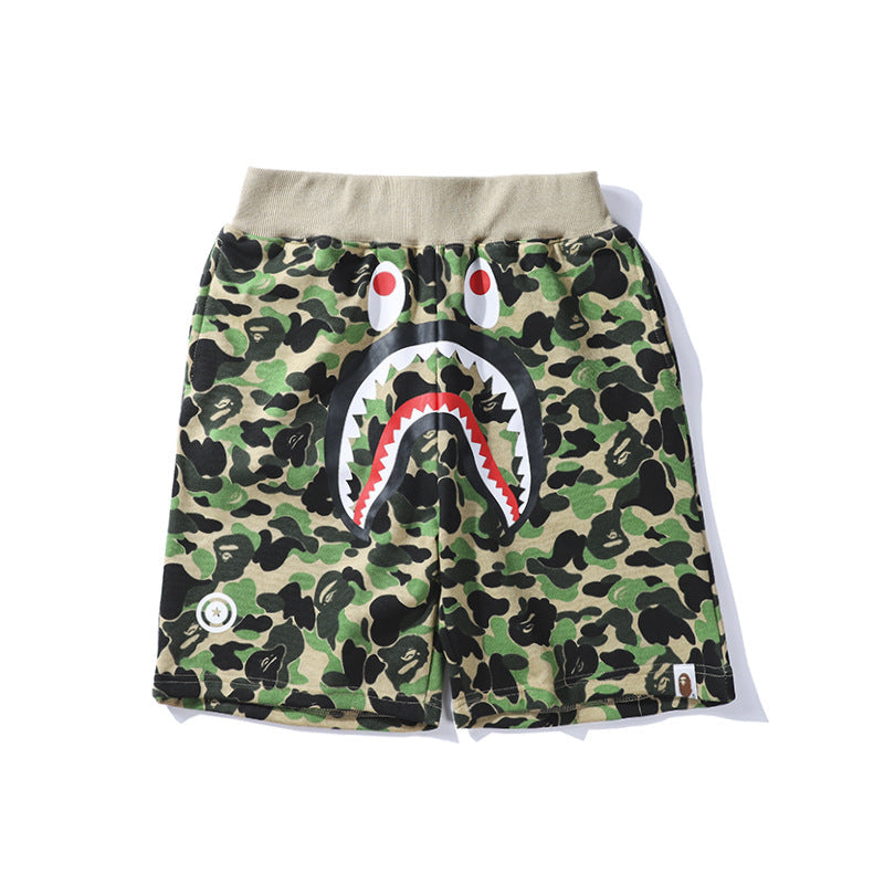 Bathing Shark and ape head print Shorts Camo Alphabet Shark WGM print beach pants NextBlock