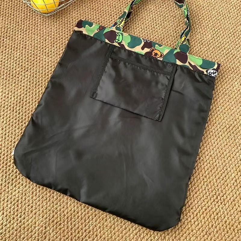 Bathing Shark and ape head print Bag Blue-green camouflage little monkey cartoon doll , storage handbag NextBlock