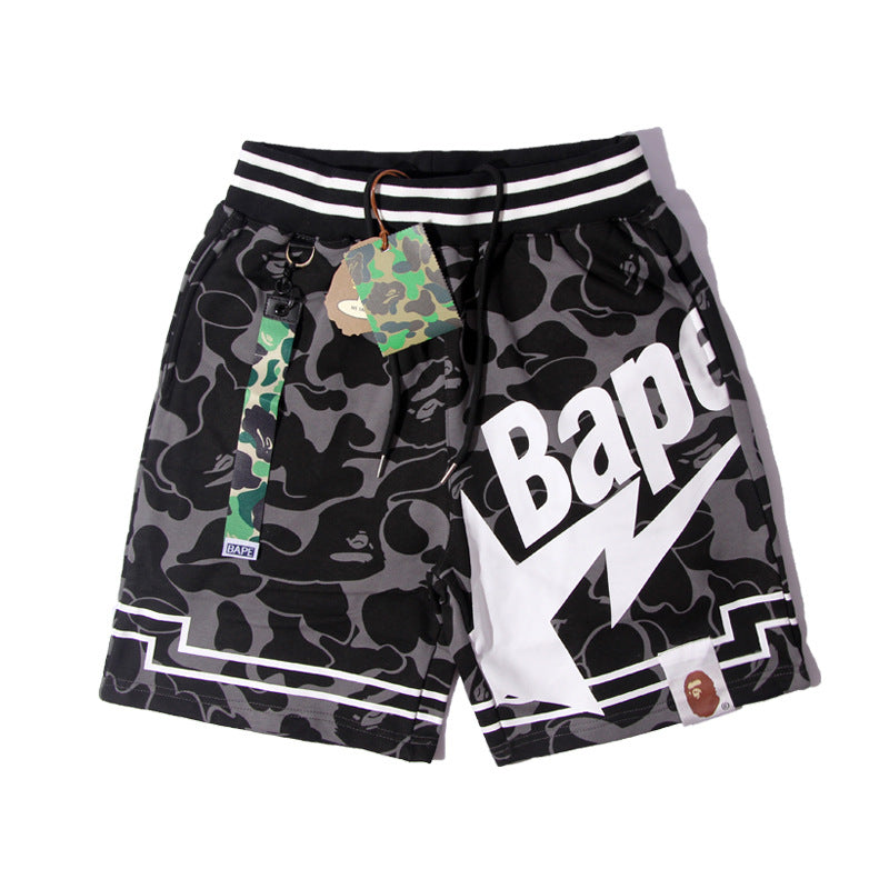 Bathing Shark and ape head print Shorts camouflage alphabet shark shorts men cotton terry lightning NextBlock