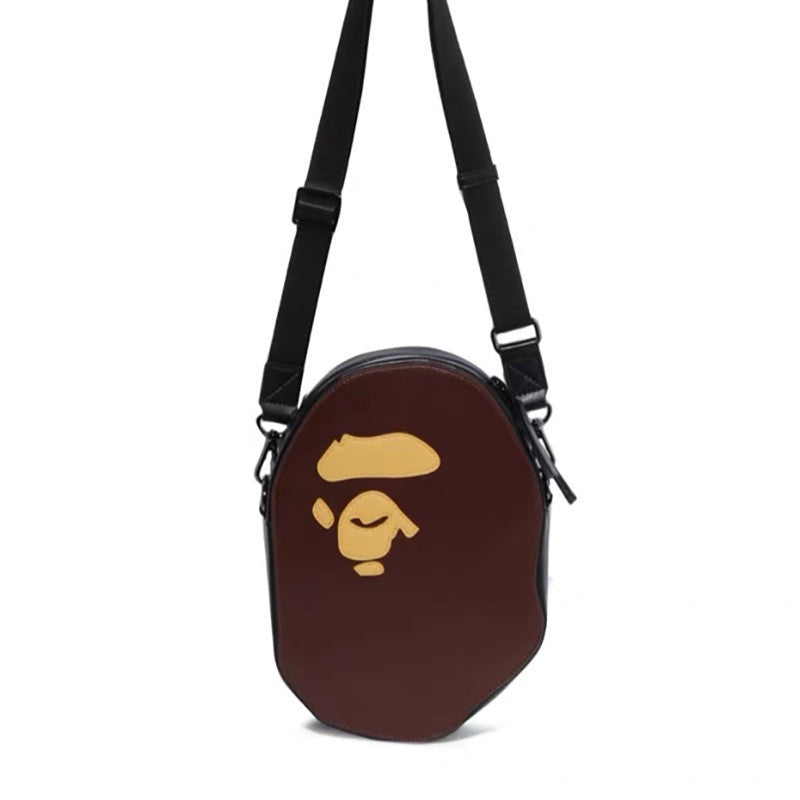 Bathing Shark and ape head print Bag Accessories: Ape-patterned PU leather zippered crossbody bag / shoulder bag NextBlock