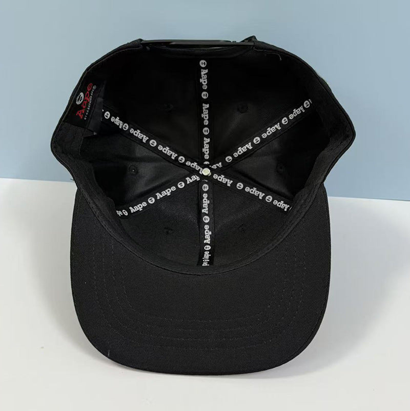 Bathing Shark and ape head print Hat Embroidered Round Label Baseball Cap Hard Top Street Hip Hop Flat Edge Cap NextBlock