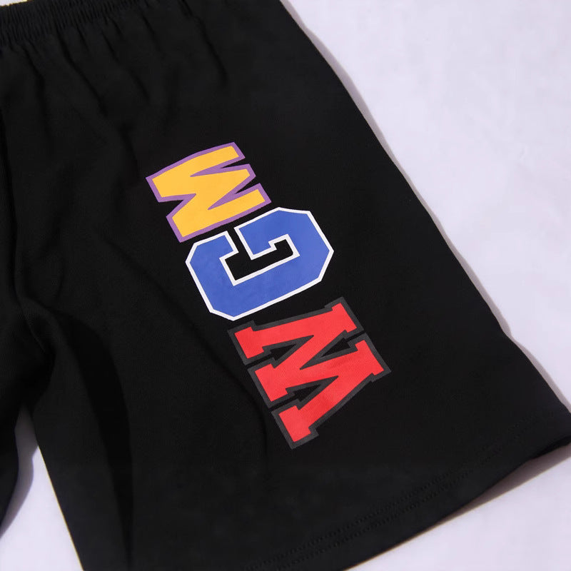 Bathing Shark and ape head print Shorts Solid Color Letter Shark WGM Printed Five-Point Pants Straight Beach Pants NextBlock