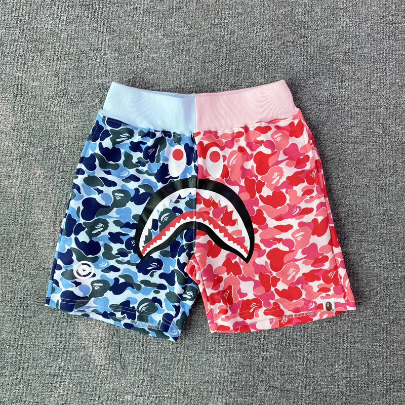 Bathing Shark and ape head print Shorts Camo Alphabet Shark Straight Beach Pants NextBlock