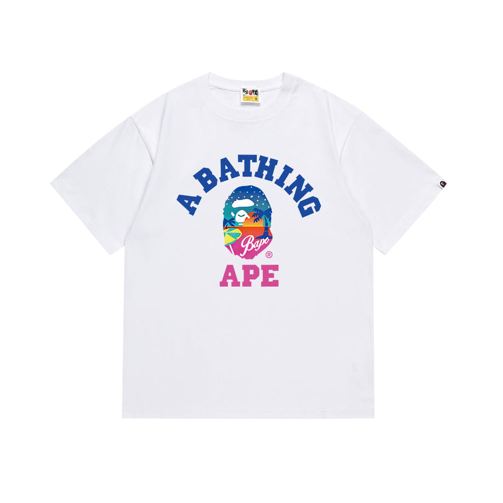 BAPE Bathing Shark and ape head print T Shirt NextBlock
