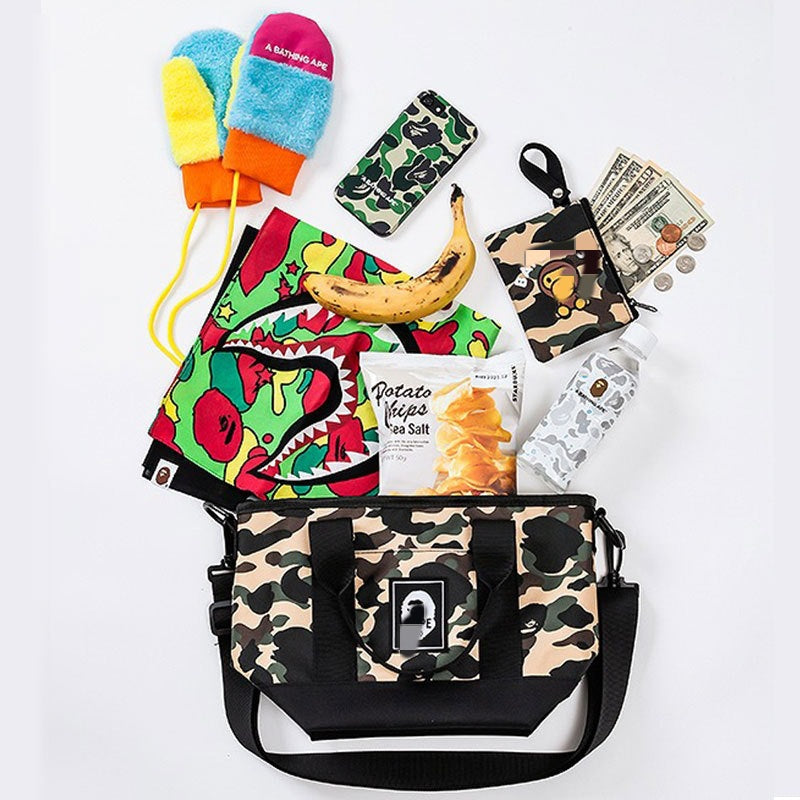 Bathing Shark and ape head print Bag Ape Camo Tote Bag Wallet Two-piece Set NextBlock