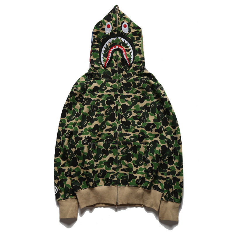 Bathing Shark and ape head print Hoodie Camouflage Alphabet Embroidery Shark Hooded NextBlock