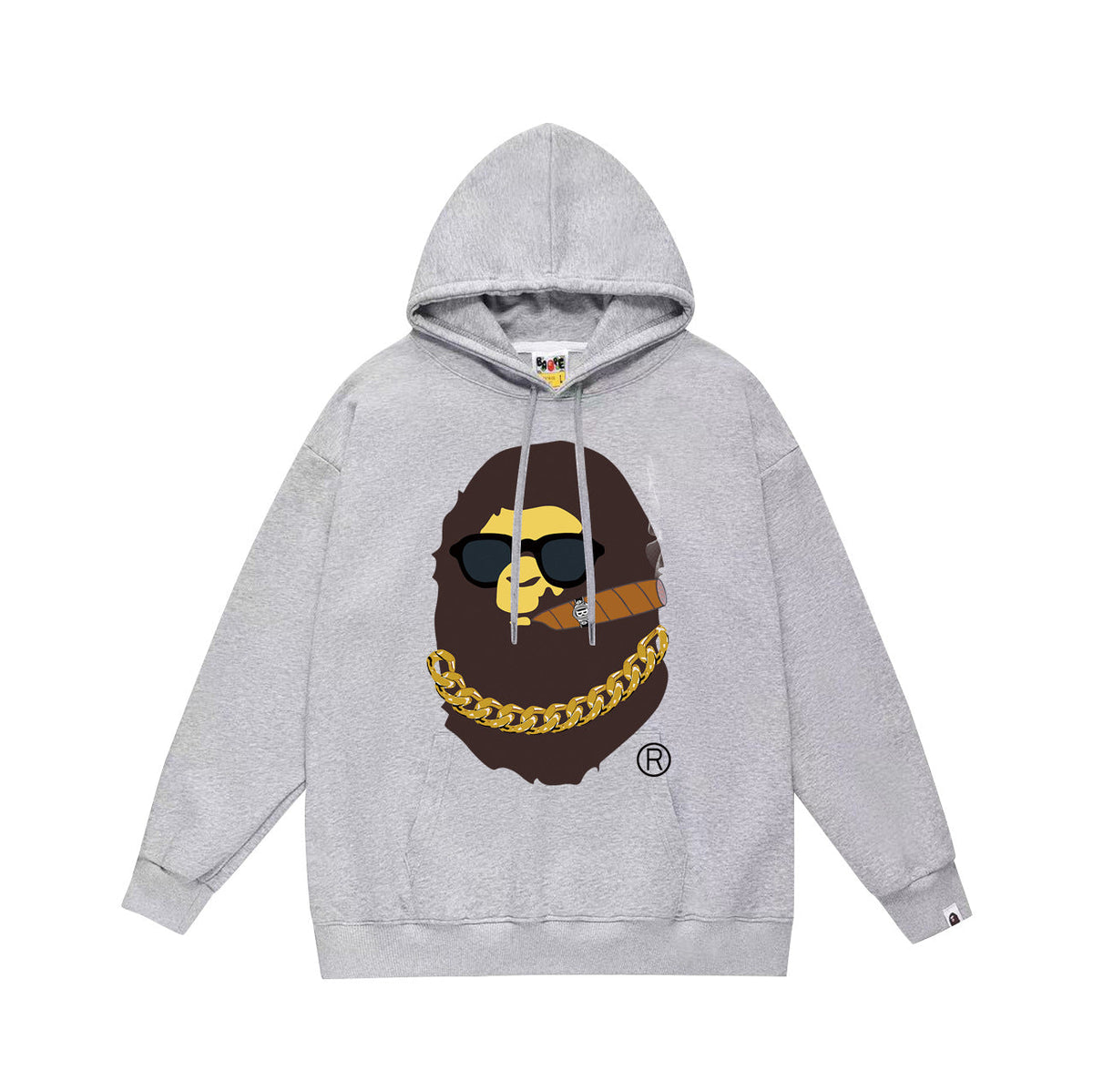 Bathing Shark and ape head print Hoodie Autumn / Winter Letter Print Loose Hoodie Pullover Ape Sweater NextBlock