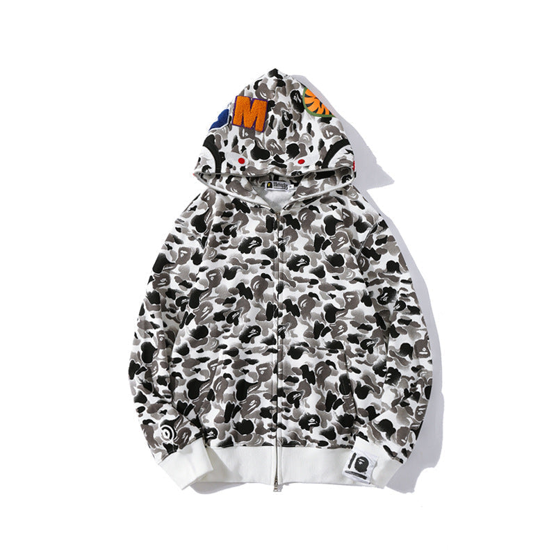 Bathing Shark and ape head print Hoodie Wind Ink Camouflage 10th Anniversary Limited Edition NextBlock