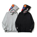 Bathing Shark and ape head print Hoodie Embroidery Solid Color Sweater Men NextBlock