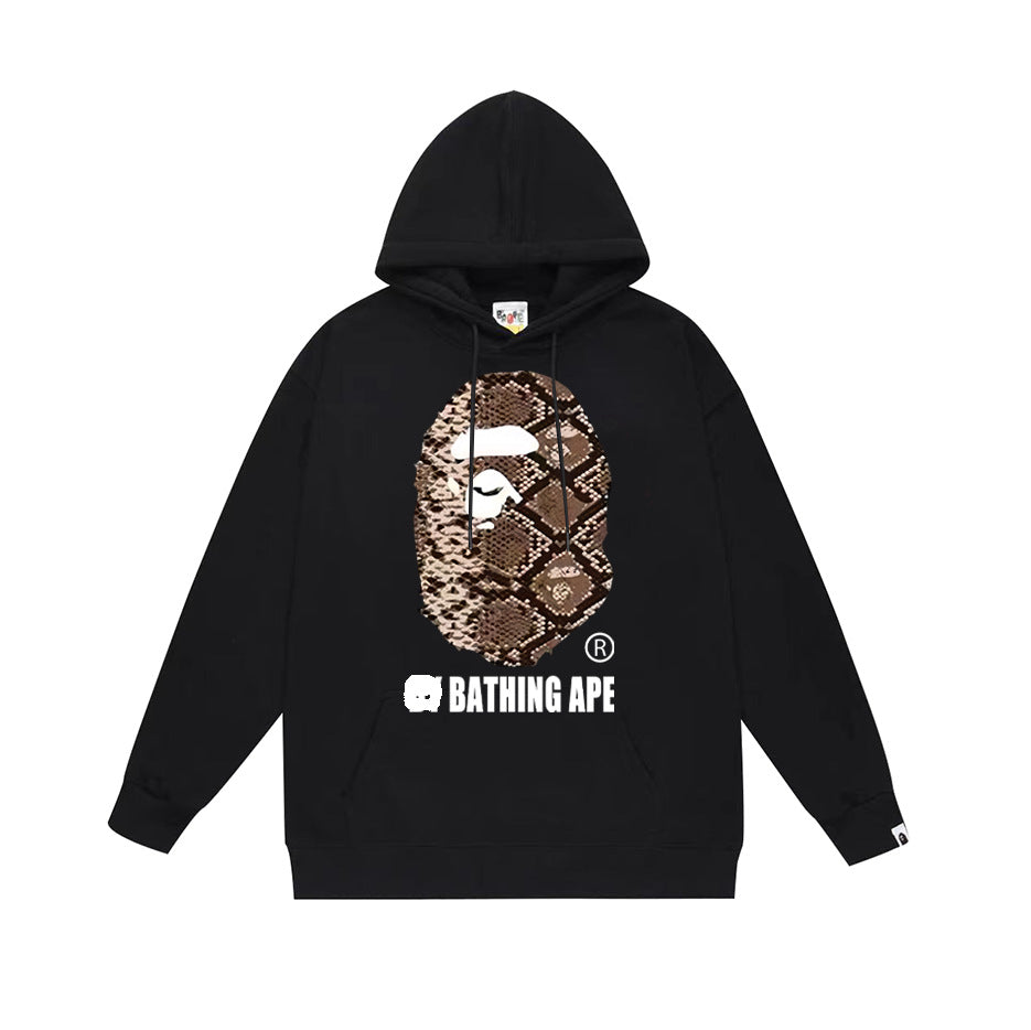 Bathing Shark and ape head print Hoodie Autumn / Winter Letter Print Loose Hoodie Pullover Ape Sweater NextBlock