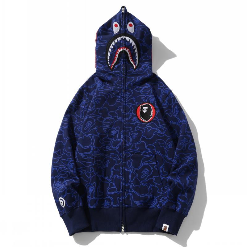 Bathing Shark and ape head print Hoodie Camouflage Shark Head Zipper NextBlock