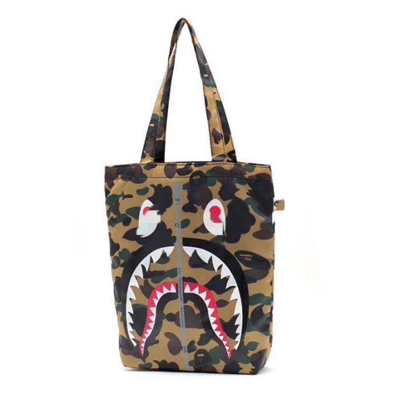 Bathing Shark and ape head print Bag Ape Shark Monster Camouflage Tote Bag NextBlock