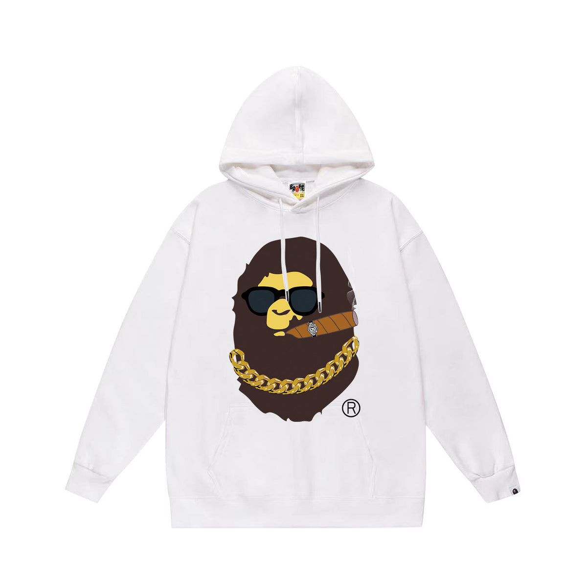 Bathing Shark and ape head print Hoodie Autumn / Winter Letter Print Loose Hoodie Pullover Ape Sweater NextBlock