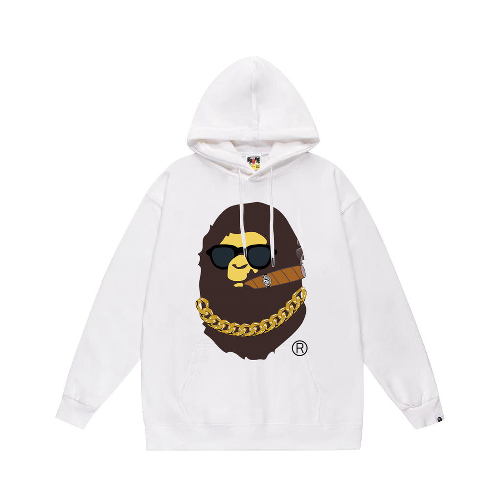 Bathing Shark and ape head print Hoodie Autumn / Winter Letter Print Loose Hoodie Pullover Ape Sweater NextBlock