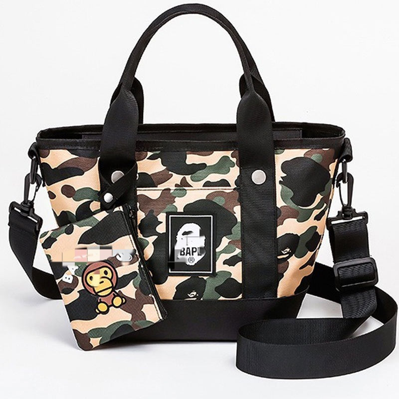 Bathing Shark and ape head print Bag Ape Camo Tote Bag Wallet Two-piece Set NextBlock