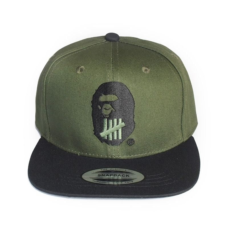 Bathing Shark and ape head print Hat Embroidered Round Label Baseball Cap Hard Top Street Hip Hop Flat Edge Cap NextBlock