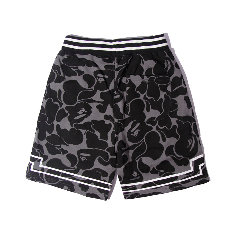 Bathing Shark and ape head print Shorts camouflage alphabet shark shorts men cotton terry lightning NextBlock