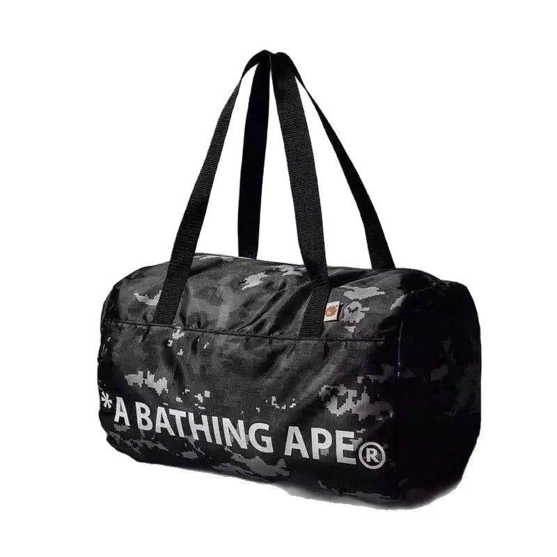 Bathing Shark and ape head print Bag Checkered camouflage shoulder bag , swimming / gym bag , tote travel bag NextBlock