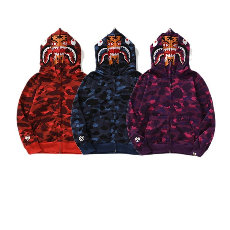 Ape Hoodie Double Hat Tiger Head Sweater Men's Cardigan NextBlock