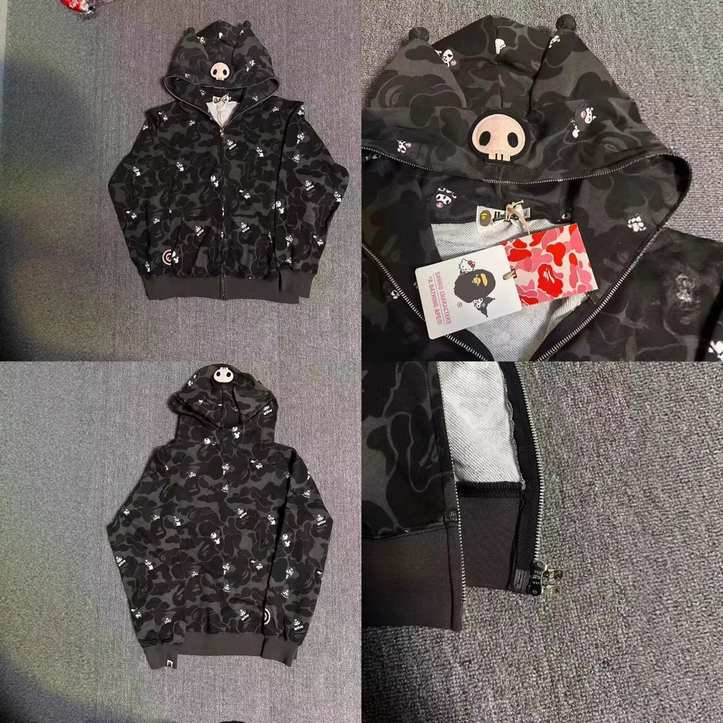 Bathing Shark and ape head print hoode BAPE co-branded hello kitty kuromi looseoutwearautum NextBlock
