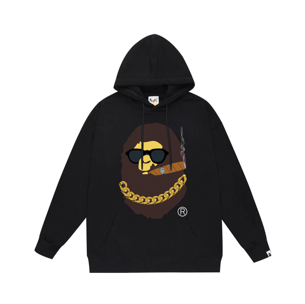 Bathing Shark and ape head print Hoodie Autumn / Winter Letter Print Loose Hoodie Pullover Ape Sweater NextBlock