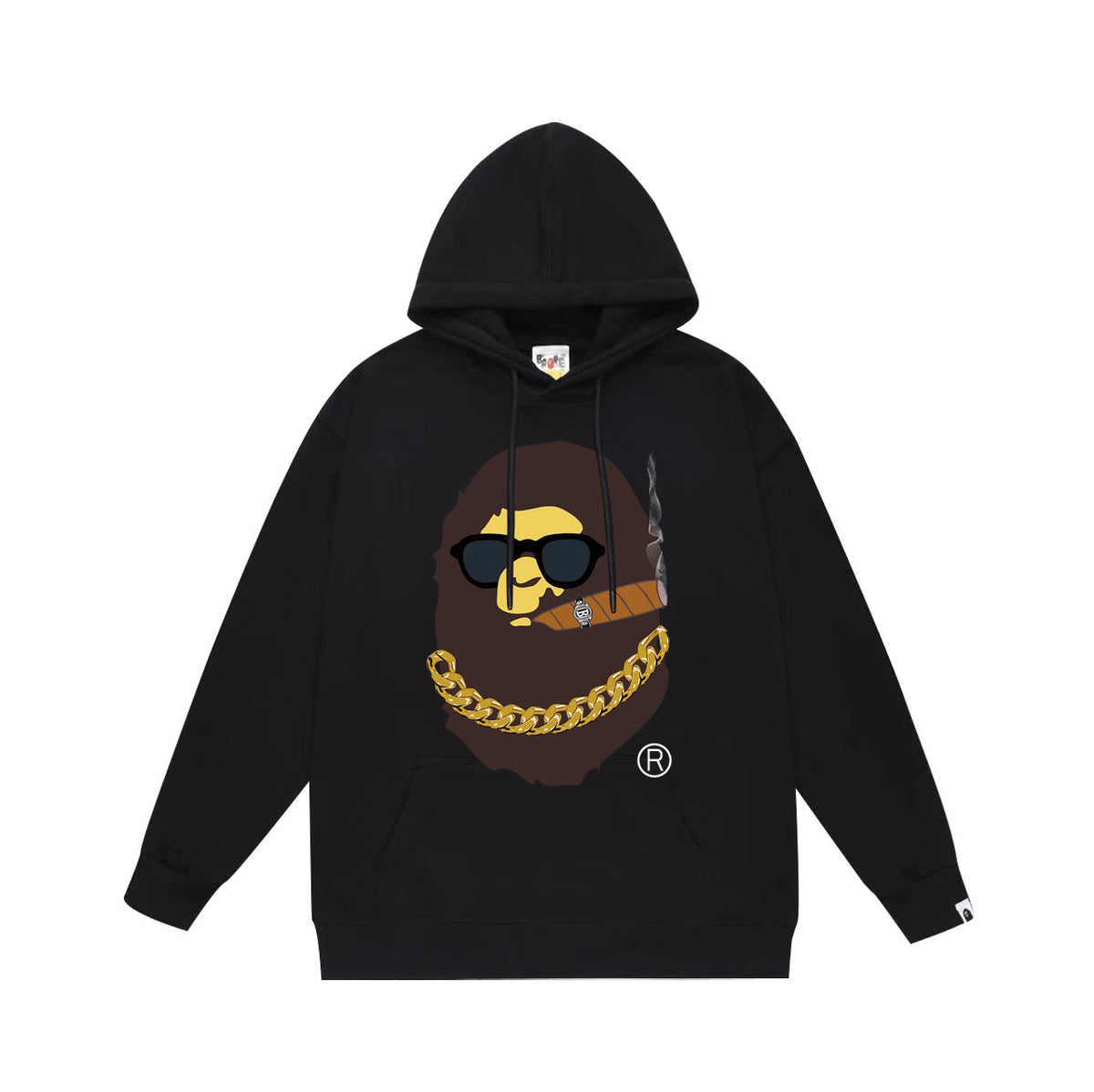 Bathing Shark and ape head print Hoodie Autumn / Winter Letter Print Loose Hoodie Pullover Ape Sweater NextBlock