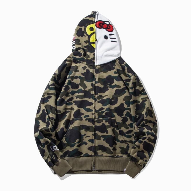 Bathing Shark and ape head print Hoodie Hello Kitty Camouflage Sweater Men NextBlock