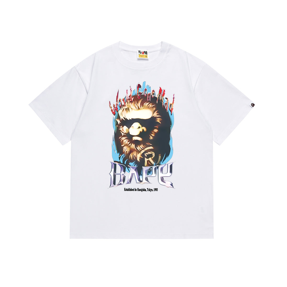 BAPE Bathing Shark and ape head print T Shirt NextBlock