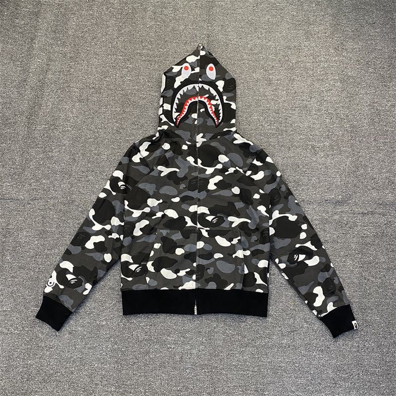 Bathing Shark and ape head print Hoodie NextBlock