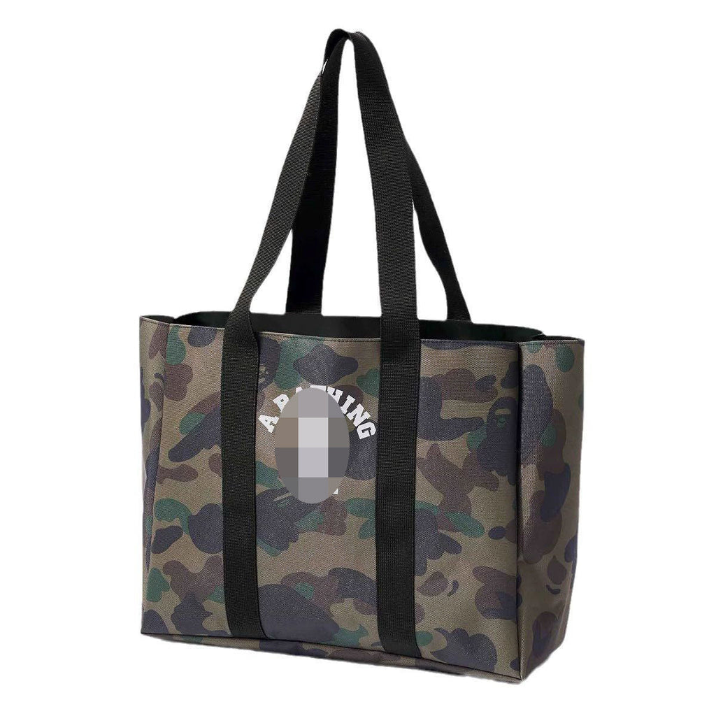 Bathing Shark and ape head print Bag Camouflage Large Capacity Waterproof Casual Shoulder Portable Tote Bag NextBlock