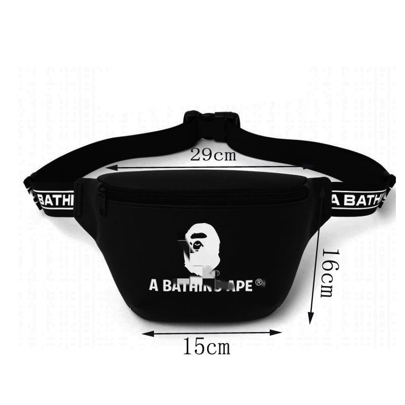 Bathing Shark and ape head print Bag Ape Head Black PU Leather Fanny Pack NextBlock